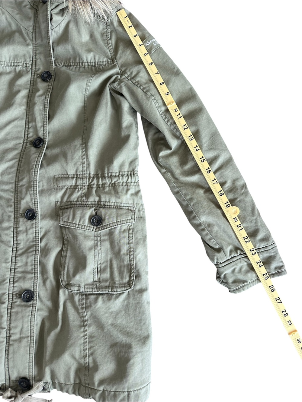 Abercrombie & Fitch Women’s Y2K Sherpa Lined Military Parka Fur Trim Hood Medium - Picture 16 of 16